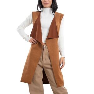 Ricki’s faux suede warm brown open tunic length sleeveless draped vest